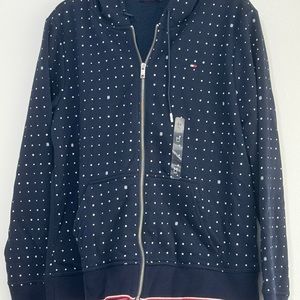 NWT Women size Medium Tommy Hilfiger Polka Dot zip up Hoodie.